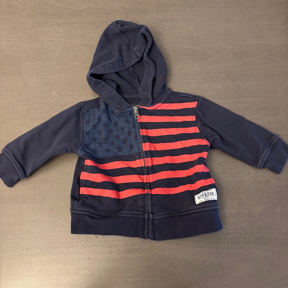 Toddler American Flag Zip up Hoodie Size 12 Month